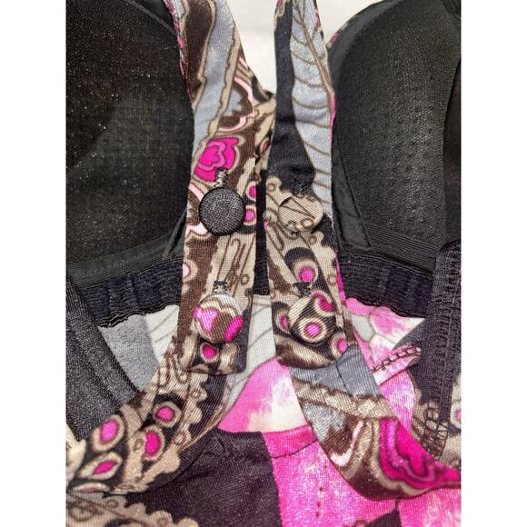 Roxanne Bra Fit Pink Floral 1-piece swimsuit 12/14 B Cup V-Front Skirt‎ - Picture 6 of 13